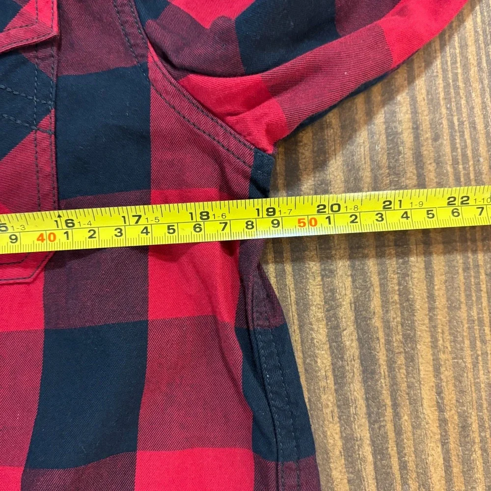 TRUE RELIGION Brand‎ Jeans Mens Small Red Black Buffalo Plaid Flannel Shirt